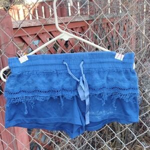 No Boundaries Blue Lace Trim Women Shorts